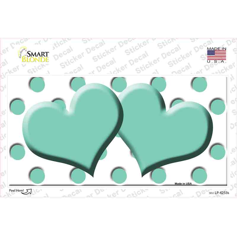 Mint White Polka Dot Mint Centered Hearts Novelty Sticker Decal