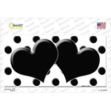 Black White Polka Dot Black Centered Hearts Novelty Sticker Decal