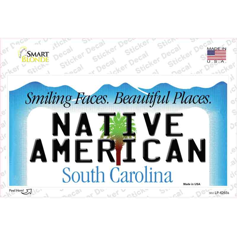 Native American South Carolina Novelty Sticker Decal