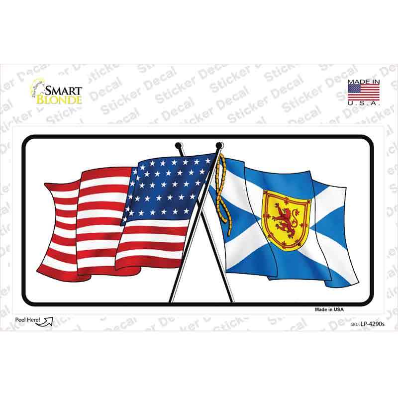 United States Scotland Crossed Flags Novelty Sticker Decal
