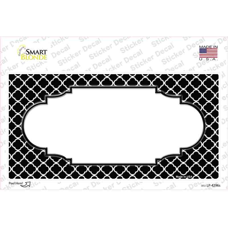 Black White Quatrefoil Center Scallop Novelty Sticker Decal