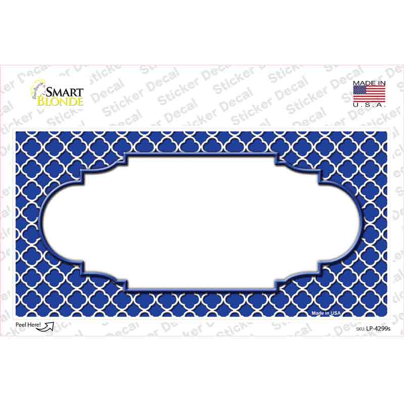 Blue White Quatrefoil Center Scallop Novelty Sticker Decal