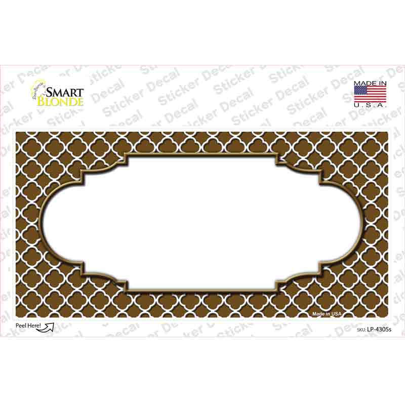 Brown White Quatrefoil Center Scallop Novelty Sticker Decal