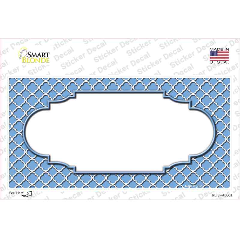 Light Blue White Quatrefoil Center Scallop Novelty Sticker Decal