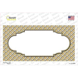 Gold White Quatrefoil Center Scallop Novelty Sticker Decal