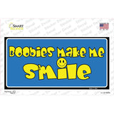 Boobies Make Me Smile Blue Novelty Sticker Decal
