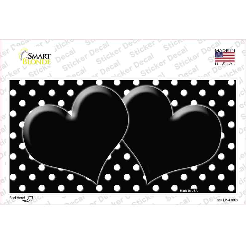 Black White Polka Dot Center Hearts Novelty Sticker Decal