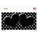 Black White Polka Dot Center Hearts Novelty Sticker Decal