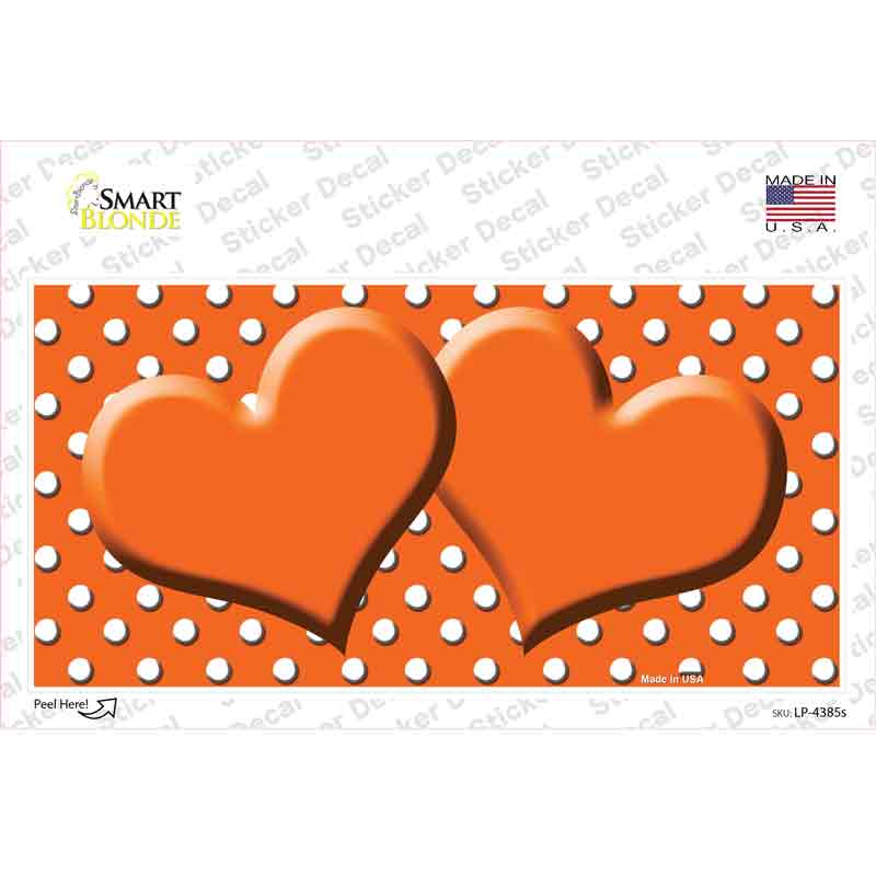 Orange White Polka Dot Center Hearts Novelty Sticker Decal