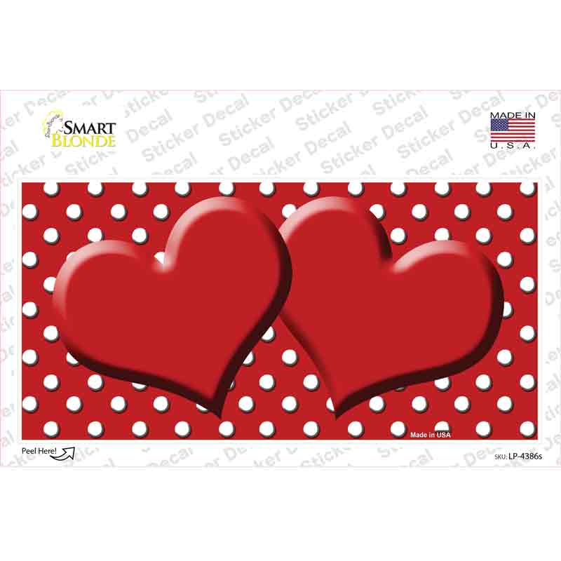 Red White Polka Dot Center Hearts Novelty Sticker Decal
