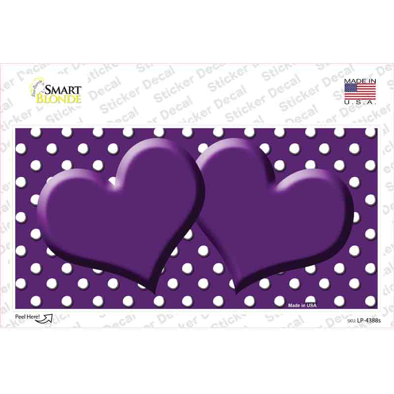 Purple White Polka Dot Center Hearts Novelty Sticker Decal