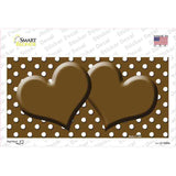Brown White Polka Dot Center Hearts Novelty Sticker Decal