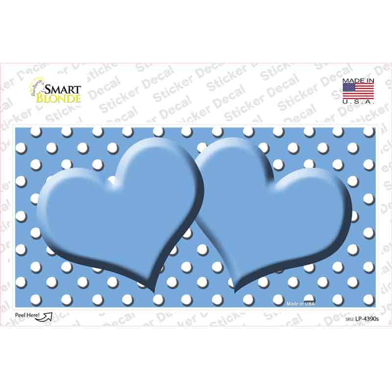 Light Blue White Polka Dot Center Hearts Novelty Sticker Decal