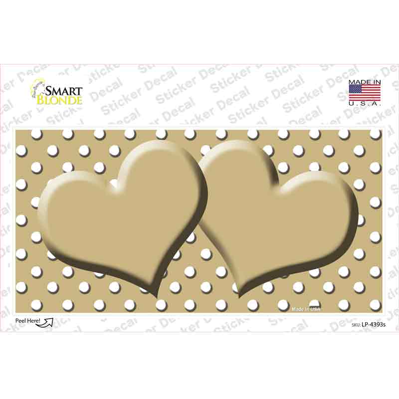 Gold White Polka Dot Center Hearts Novelty Sticker Decal