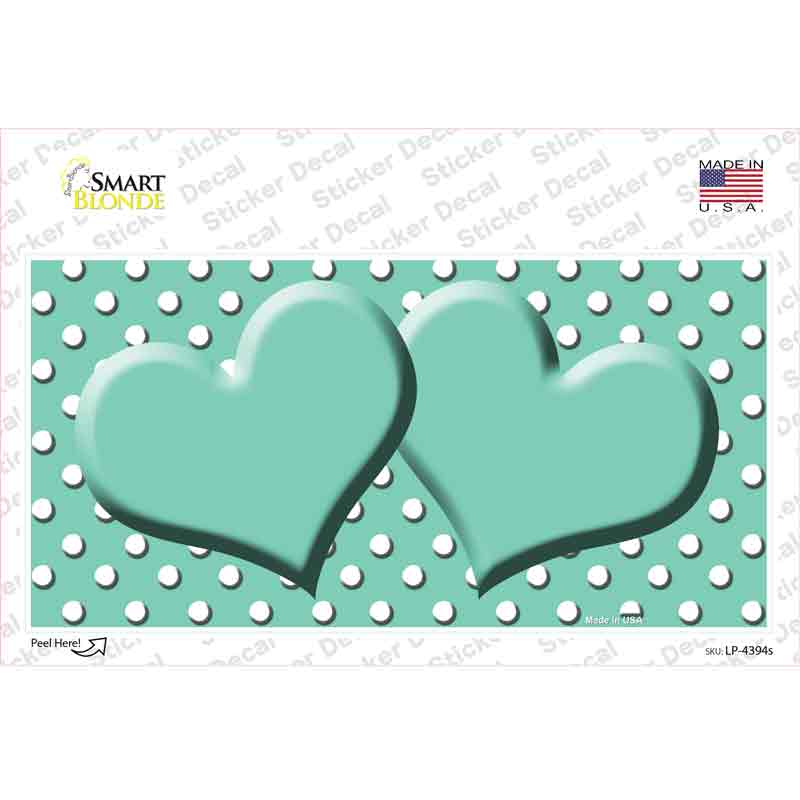 Mint White Polka Dot Center Hearts Novelty Sticker Decal