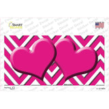 Pink White Chevron Hot Pink Center Hearts Novelty Sticker Decal