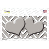 Grey White Chevron Grey Center Hearts Novelty Sticker Decal