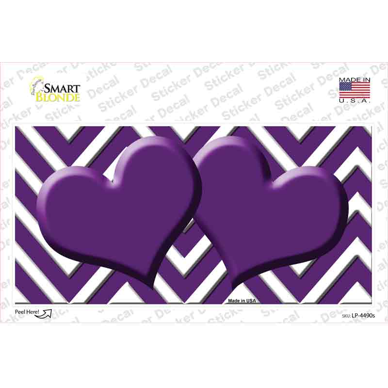Purple Chevron Hearts Novelty Sticker Decal