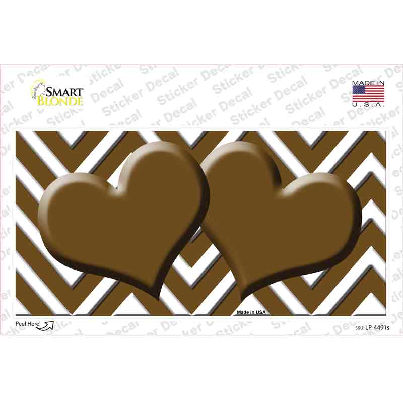 Brown Chevron Hearts Novelty Sticker Decal