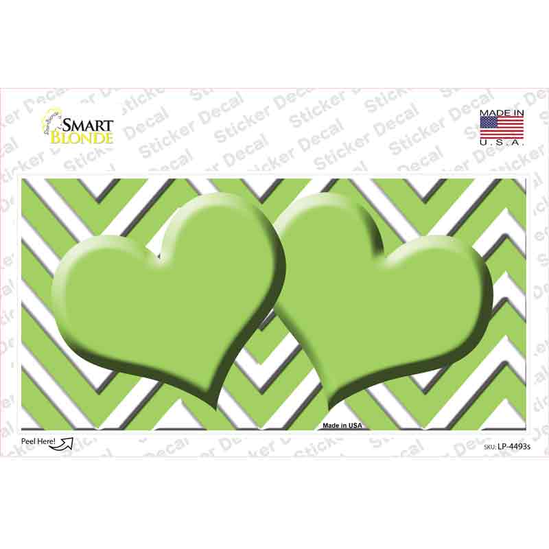 Lime Green Chevron Hearts Novelty Sticker Decal