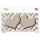 Tan Chevron Hearts Novelty Sticker Decal