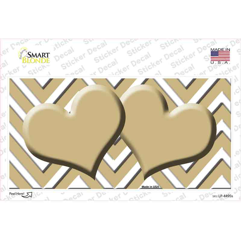 Gold Chevron Hearts Novelty Sticker Decal