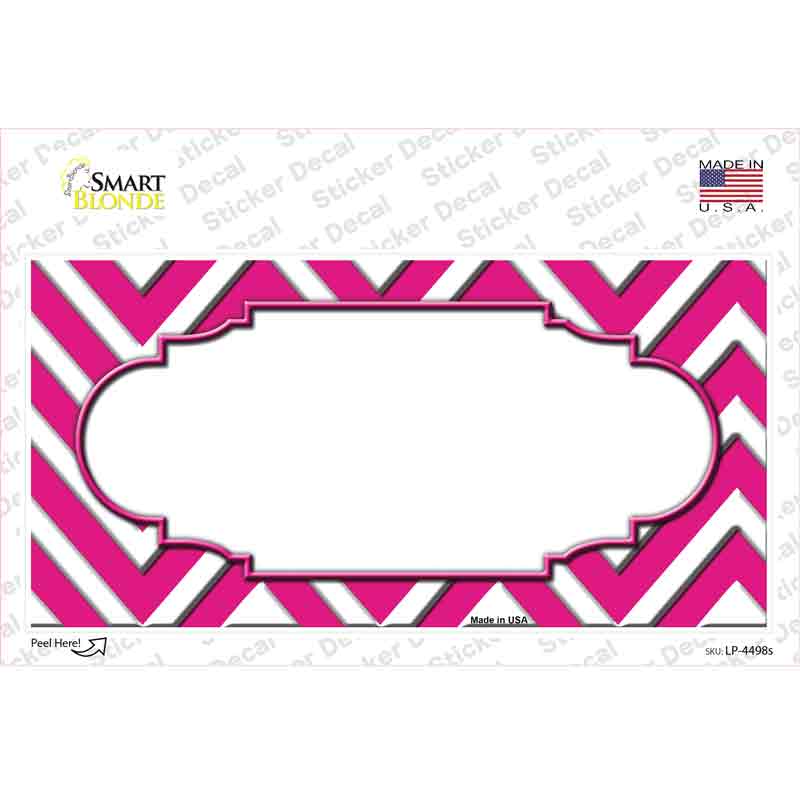 Pink White Chevon Center Scallop Novelty Sticker Decal