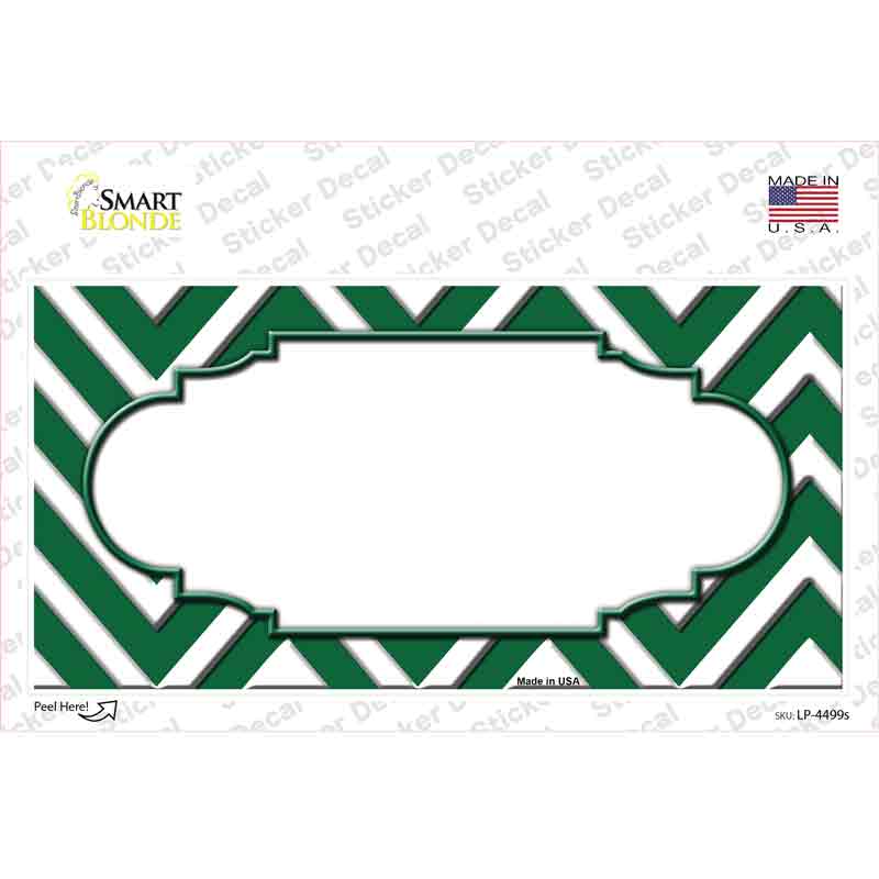 Green White Chevron Center Scallop Novelty Sticker Decal