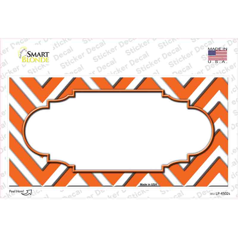 Orange White Chevron Center Scallop Novelty Sticker Decal
