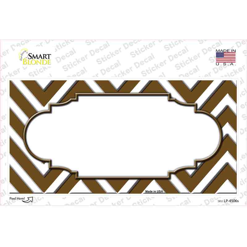 Brown White Chevron Center Scallop Novelty Sticker Decal