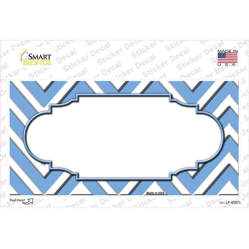 Light Blue White Chevron Center Scallop Novelty Sticker Decal
