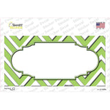 Lime Green White Chevron Center Scallop Novelty Sticker Decal