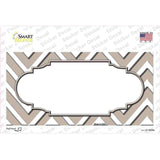 Tan White Chevron Center Scallop Novelty Sticker Decal