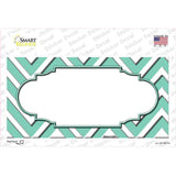 Mint White Chevron Center Scallop Novelty Sticker Decal