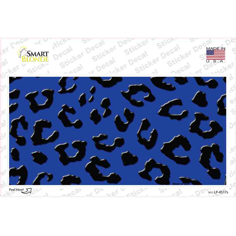Blue Black Cheetah Novelty Sticker Decal
