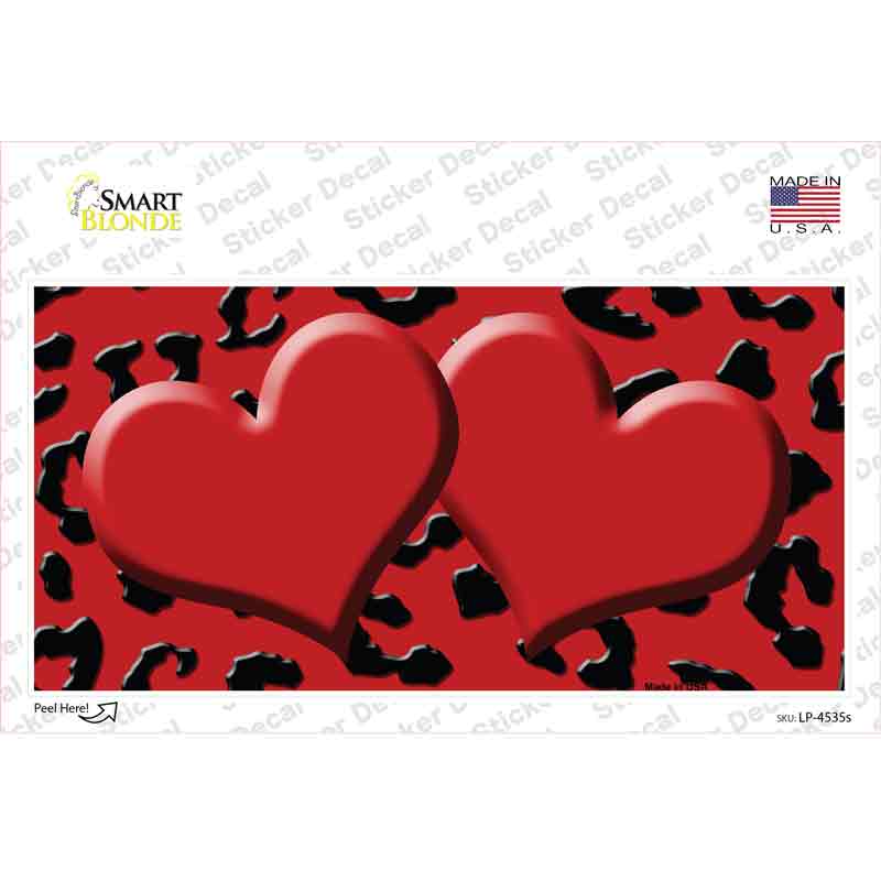 Red Black Cheetah Red Center Hearts Novelty Sticker Decal