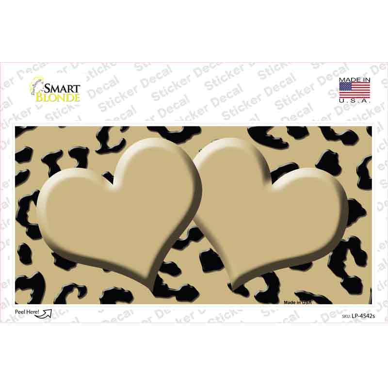 Gold Black Cheetah Gold Center Hearts Novelty Sticker Decal