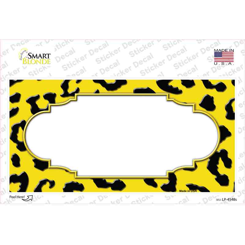 Yellow Black Cheetah Scallop Novelty Sticker Decal