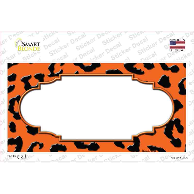 Orange Black Cheetah Scallop Novelty Sticker Decal