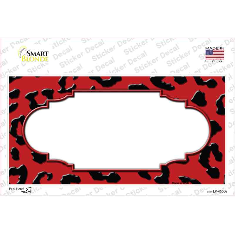 Red Black Cheetah Scallop Novelty Sticker Decal