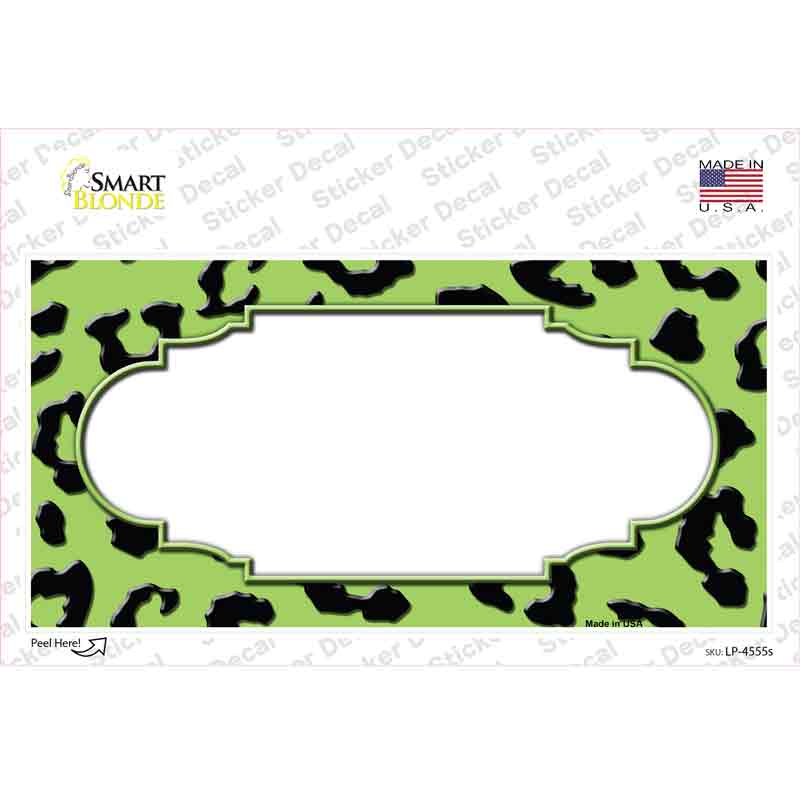Lime Green Black Cheetah Scallop Novelty Sticker Decal