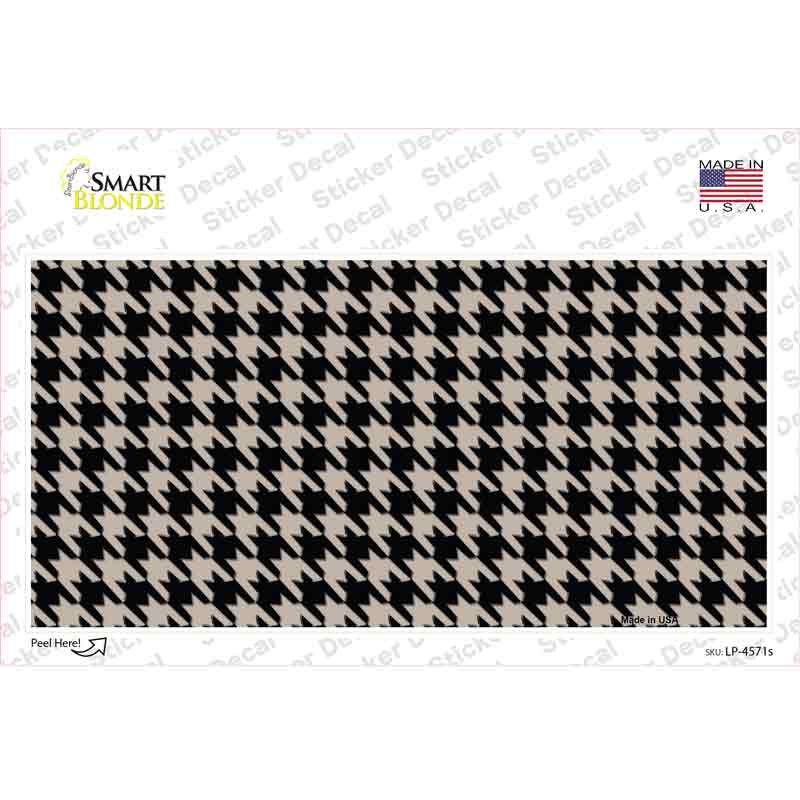 Tan Black Houndstooth Novelty Sticker Decal