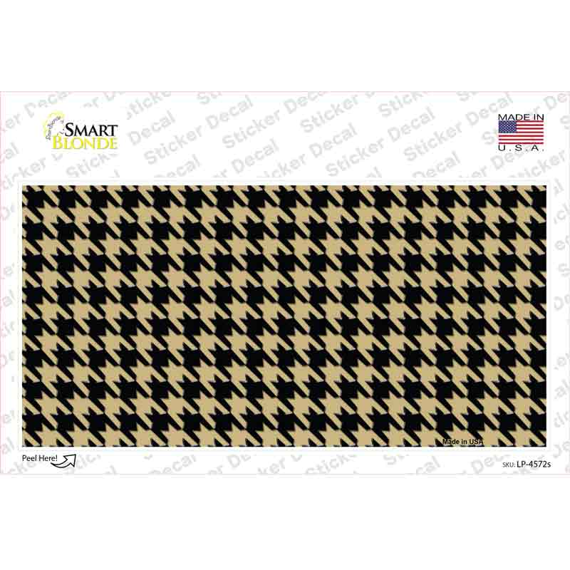 Gold Black Houndstooth Novelty Sticker Decal