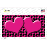 Pink Black Houndstooth Pink Center Hearts Novelty Sticker Decal