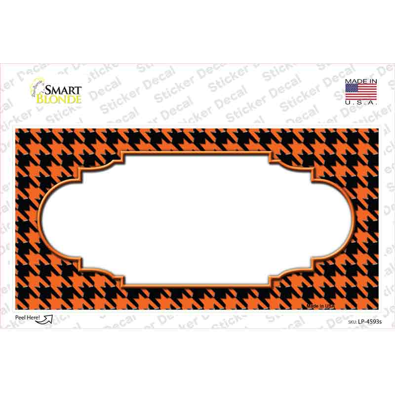 Orange Black Houndstooth Scallop Center Novelty Sticker Decal