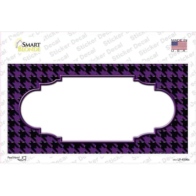 Purple Black Houndstooth Scallop Center Novelty Sticker Decal
