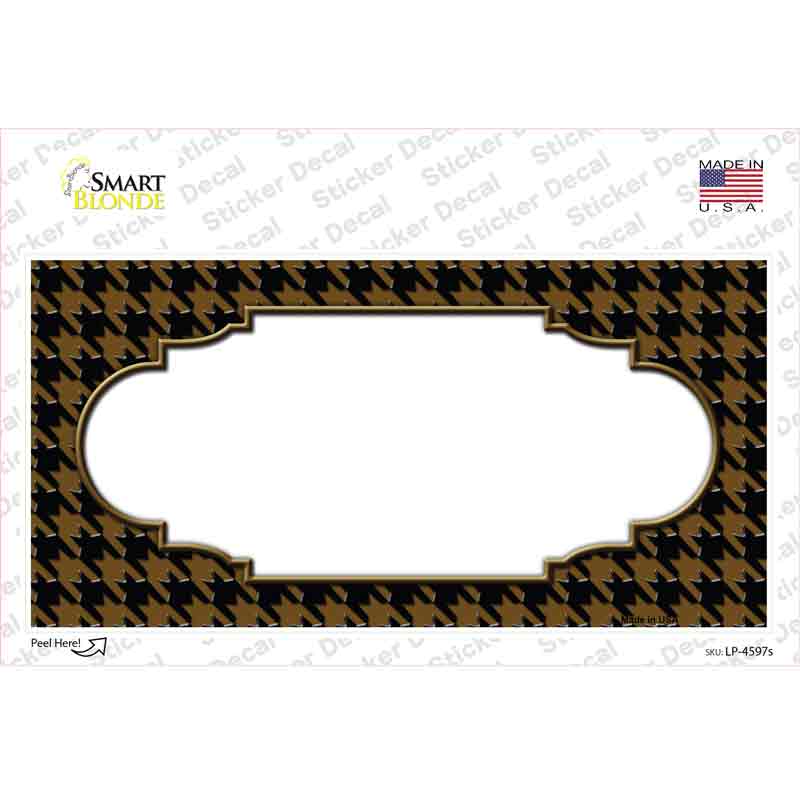 Brown Black Houndstooth Scallop Center Novelty Sticker Decal