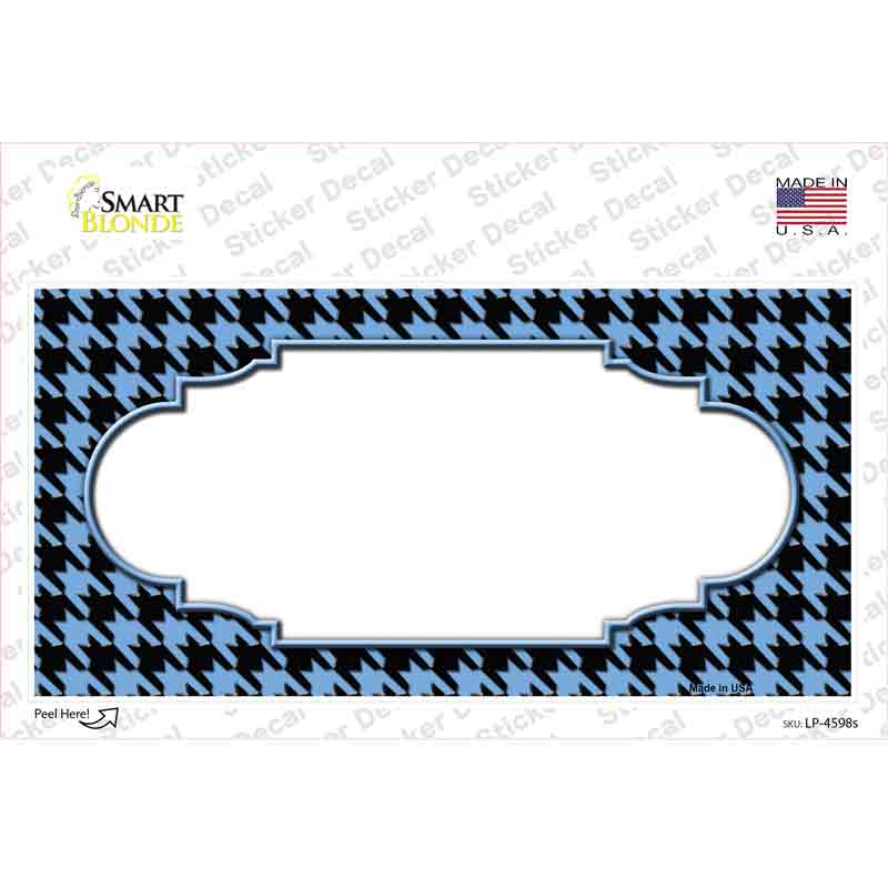 Light Blue Black Houndstooth Scallop Center Novelty Sticker Decal