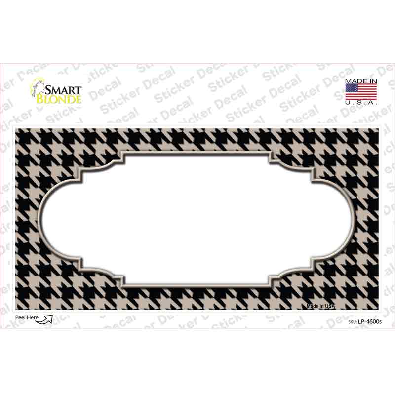 Tan Black Houndstooth Scallop Center Novelty Sticker Decal