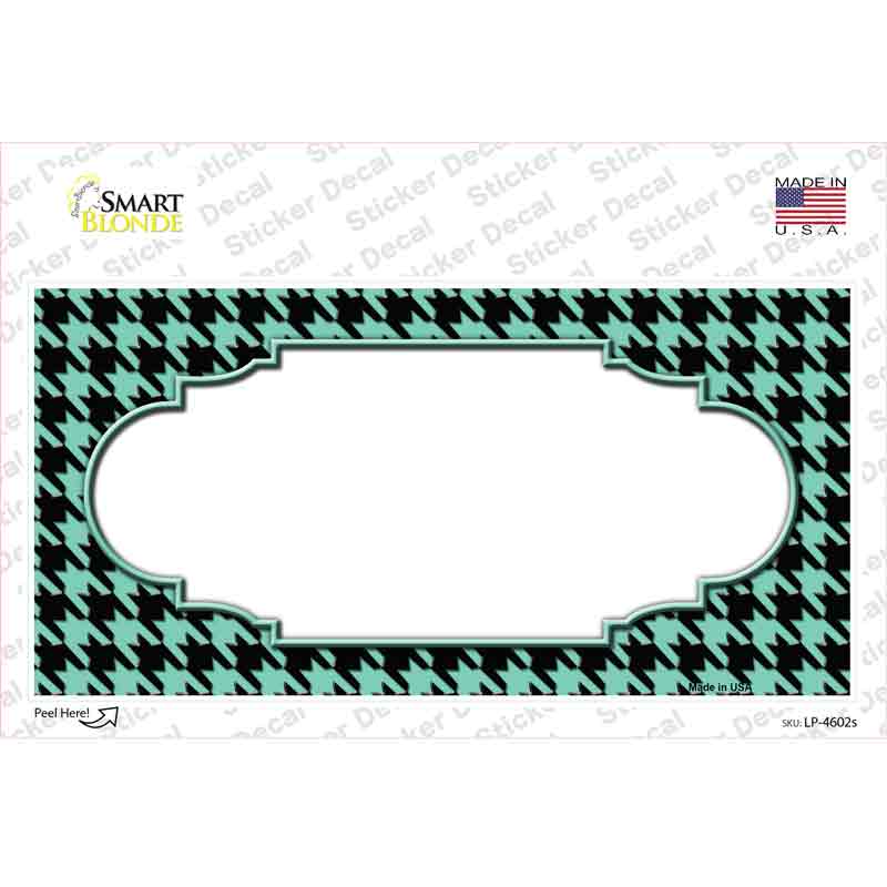 Mint Black Houndstooth Scallop Center Novelty Sticker Decal
